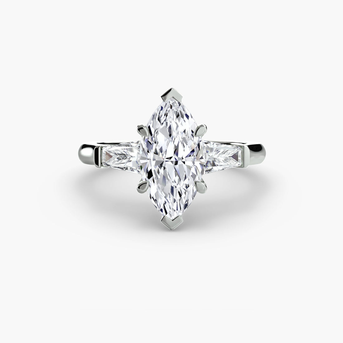Marquise diamond engagement ring in white gold — Wave Jewellery