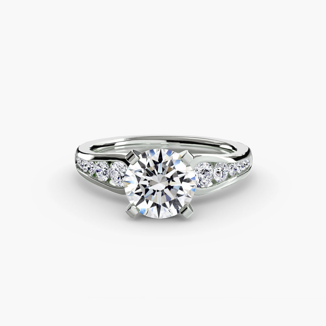 Belle pavé solitaire diamond engagement ring in white gold by Wave Jewellery