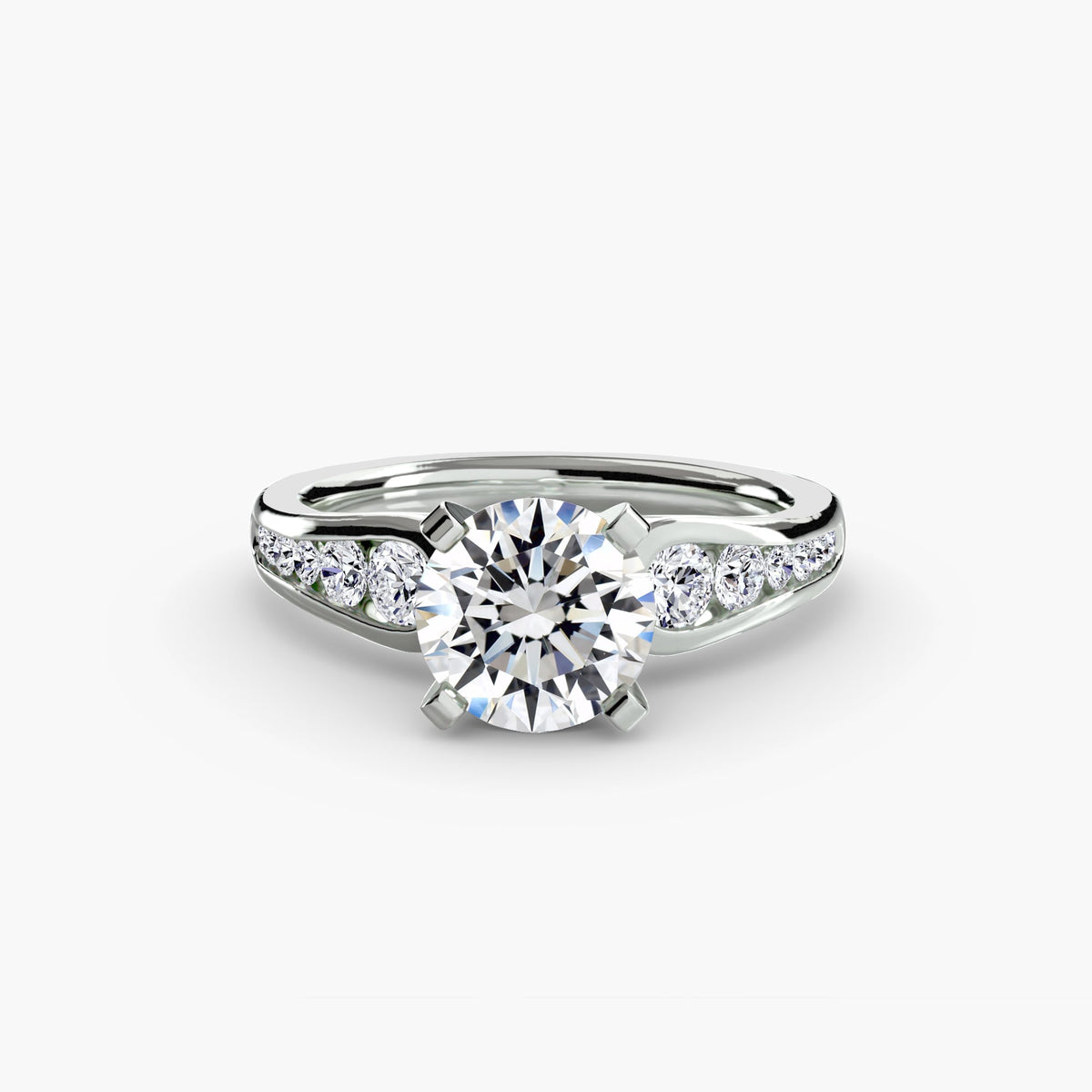 Belle pavé solitaire diamond engagement ring in white gold by Wave Jewellery