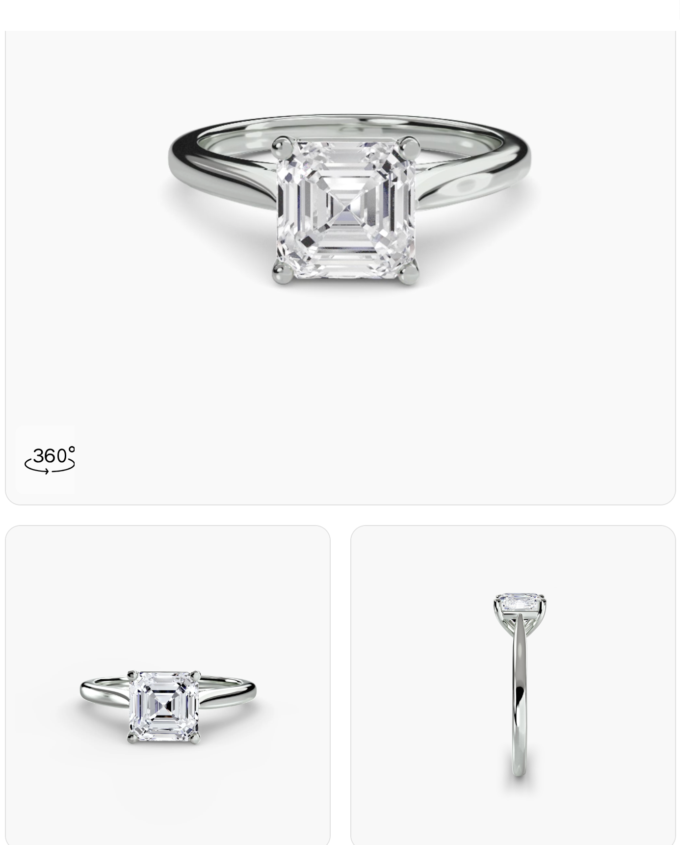 Asscher cut diamond solitaire ring by Wave Jewellery