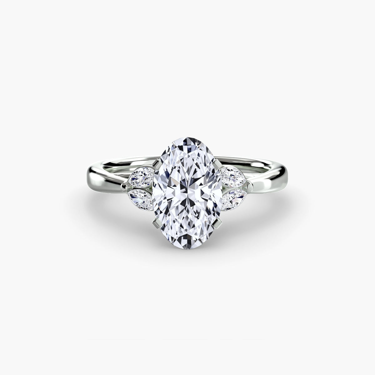 Kira oval diamond engagement ring with accent stones by Wave Jewellery